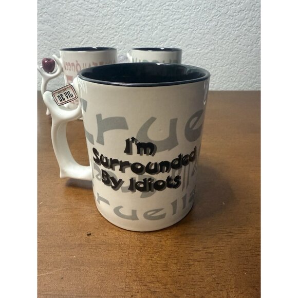 Walt Disney World RARE Disney Villain Mug With Charm Ursula Cruella x4